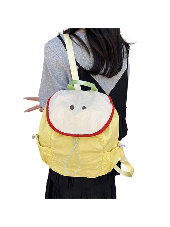 Cute Fruit Pattern Drawstring Backpack, Lightweight Nylon Mini Daypack for School Daily Travel