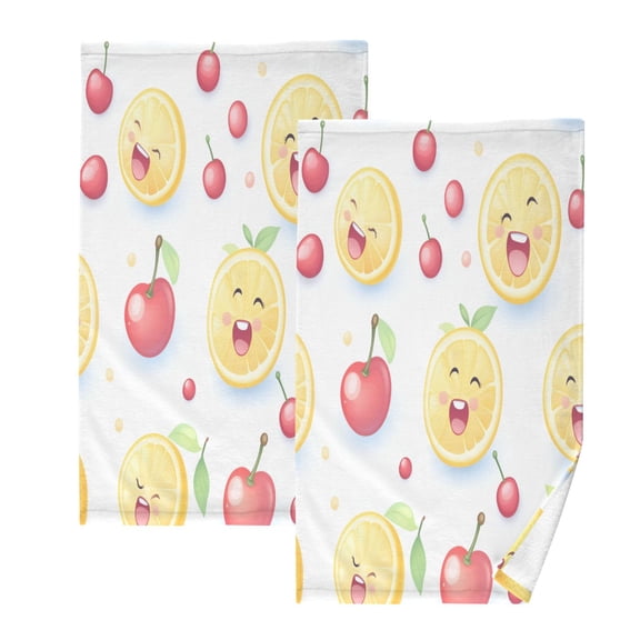 Cute Fruit Pattern Set of 2 Pure Cotton Towels, 16'' x 28'', Highly Absorbent and Soft