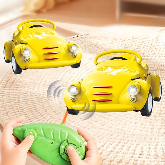 Cute Fruit Remote Control Car for Kids, Four Way Directional Toy Car, Durable Drop Resistant, Silent Wheels, Indoor and Outdoor Play with Cool LED Lights Yellow