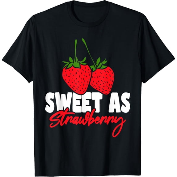 Cute Fruit Strawberry Strawberries Women Kids Girls Boys T-ShirtMen and women, Black T-shirt, size: Extra large