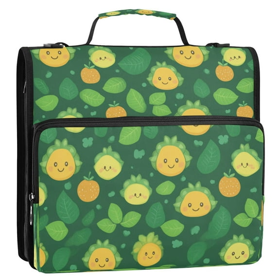 Cute Fruits and Leaves 3-Ring Binder Bag 13.6x12.4x3.5in Water-Resistant Canvas for School or Office Use