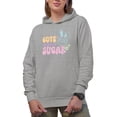 thumbnail image 1 of Cute & Full of Sugar with a Bunny, Easter Art Favor, Souvenir or Merch Gift, Heather Grey Hooded Sweatshirt or Hoodie, XL, 1 of 5