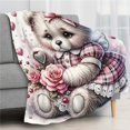 thumbnail image 1 of Cute Fun Print Flannel Blanket Soft Warm Cozy Doll Bear Blanket Skin-friendly Flannel Blanket For Sofa Bed Car Camping Office Home Decor Gift Blanket For All Seasons Knit Fabric, 1 of 7