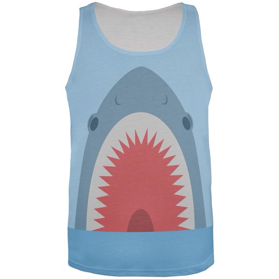Cute Fun Shark Attack All Over Mens Tank Top Multi LG