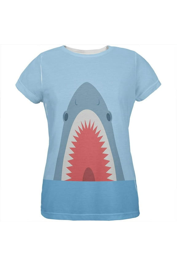 Cute Fun Shark Attack All Over Womens T Shirt Multi LG