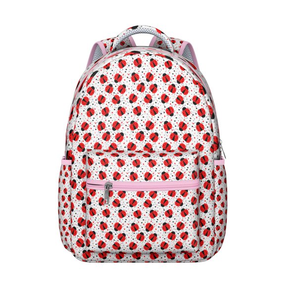 Cute & Functional Ladybug Backpack - Water-Resistant School Bag, Lightweight Laptop Backpack with Multiple Pockets for Women & Teens