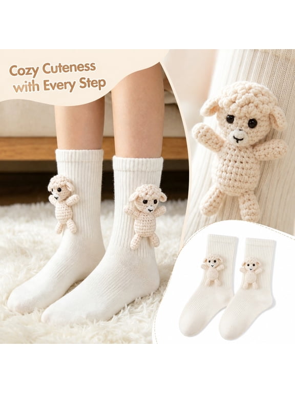 Cute Funny 3D Knit Animal Sock for Women Kids Christmas Gifts, Sheep