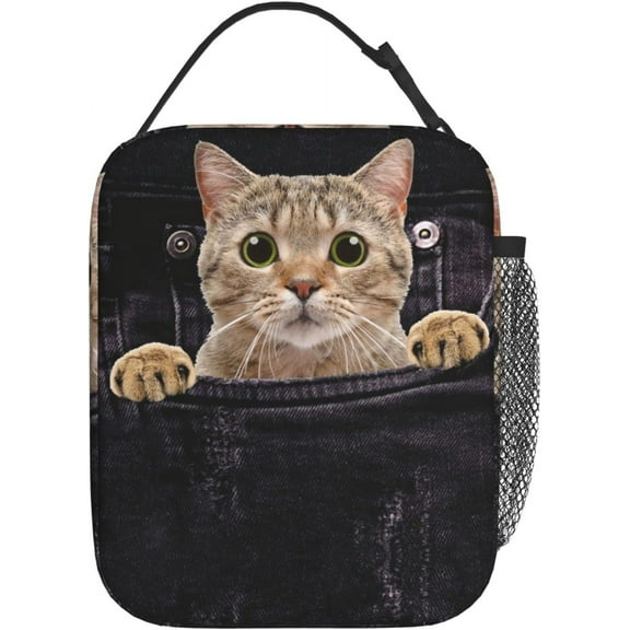 Cute Funny 3d Cat Portable Insulated Lunch Box Reusable Totes For Women Men Work Picnic Camping 10"Lx 8"Wx4"H