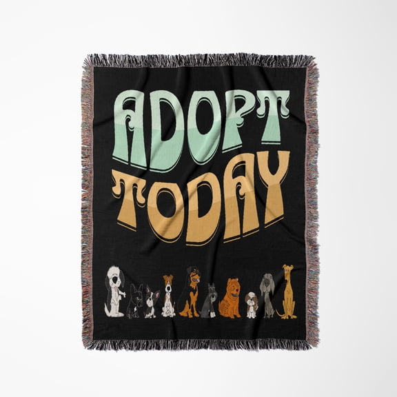 Cute Funny Adopt Today Rescue Dog Pets And Dog Lovers, Woven Blanket