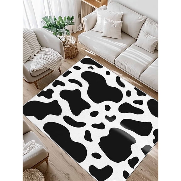 Cute Funny Area Rug for Bedroom 3x5 Ft Cow Textures Super Soft fuzzy Throw Rug Non-Slip Fluffy Plush Indoor Floor Carpet for Living Room Nursery Home Decor