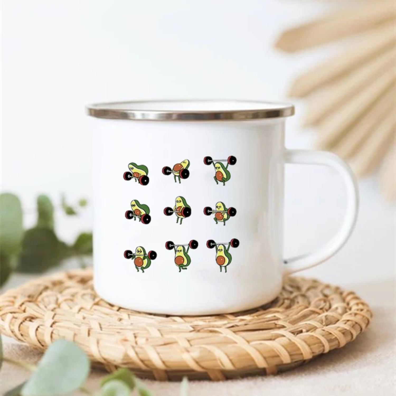 Cute and Funny Avocado Print Stainless Steel Mug by Friends‘ Unique