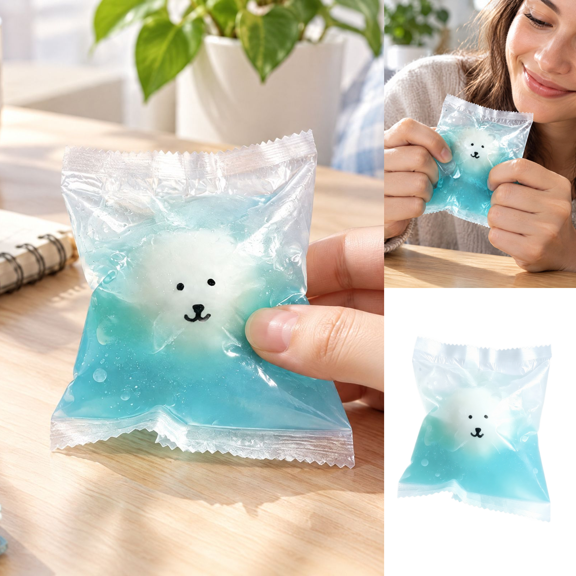Cute Funny Bear Squishy Stress Toy, Festive Blue Bear Shaped Squeeze Toy With Slow Rise For A Desk Corner And Holiday Gifting