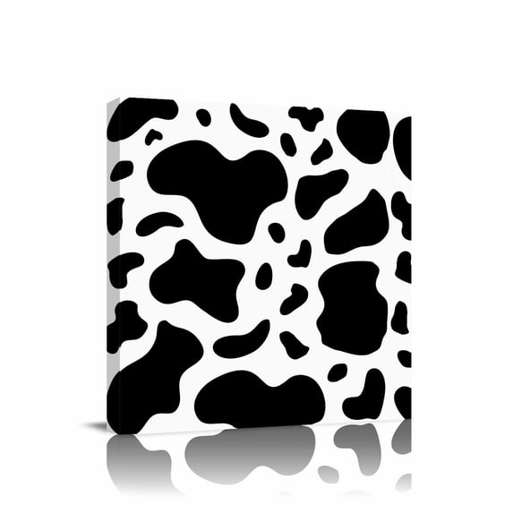 Cute Funny Canvas Wall Art, Cow Textures Framed Wall Decor Modern Artwork Prints Painting for Living Room, Bedroom, Kitchen & Cafe Decor 24x24 Inch