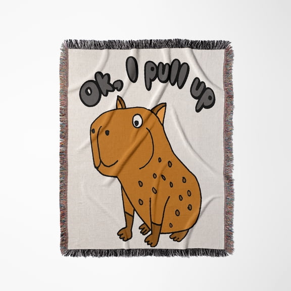 Cute Funny Capybara Ok, I Pull Up Party And Meme Song Cartoon, Woven Blanket