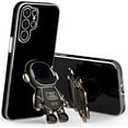 thumbnail image 1 of Cute Funny Cartoon Astronaut Phone Case with Creative Foldable Stand for Xiaomi Redmi Note 12 11 10 9 Pro S Full-Body Protective Sleek TPU Cover(Black,Note 12 Pro), 1 of 8