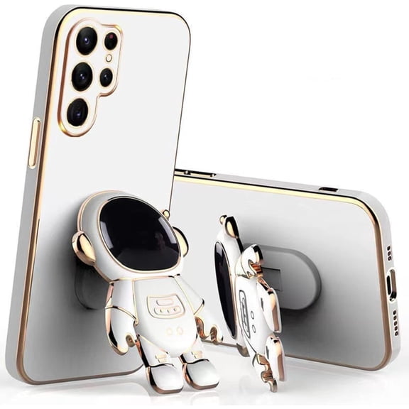 Cute Funny Cartoon Astronaut Phone Case with Creative Foldable Stand for Xiaomi Redmi Note 12 11 10 9 Pro S Full-Body Protective Sleek TPU Cover(White,Note 11 Pro 4G/5G)