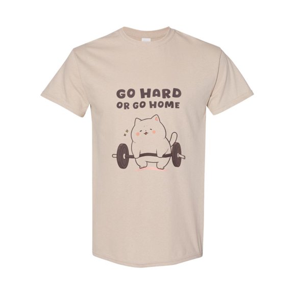 Cute Funny Cat Gym Workout Pet Lover Kitty Kawaii Fitness Feline Graphic T-Shirt, for men & women, up to size 5XL