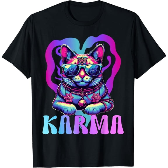 Cute Funny Cat Lover with Heart Shape Karma Summer T-Shirt
