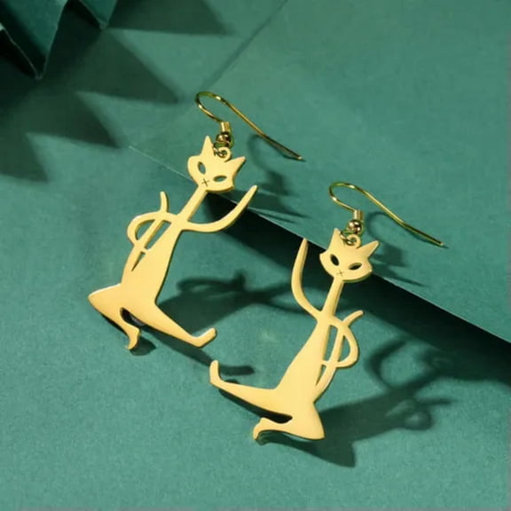Cute Funny Cats Drop Earrings Stainless Steel Kitten Pendant Earrings Jewelry