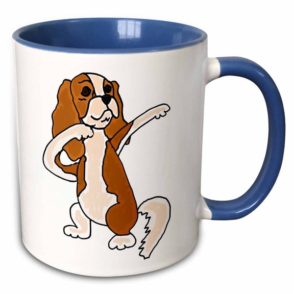 3drose, Cute Funny Cavalier King Charles Spaniel Dabbing Dancing, 11oz Two-tone Blue Mug