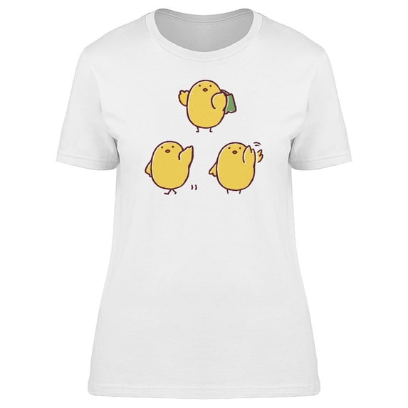 Cute Funny Chicken Poses Cartoon T-Shirt Women -Image by Shutterstock, Female Large