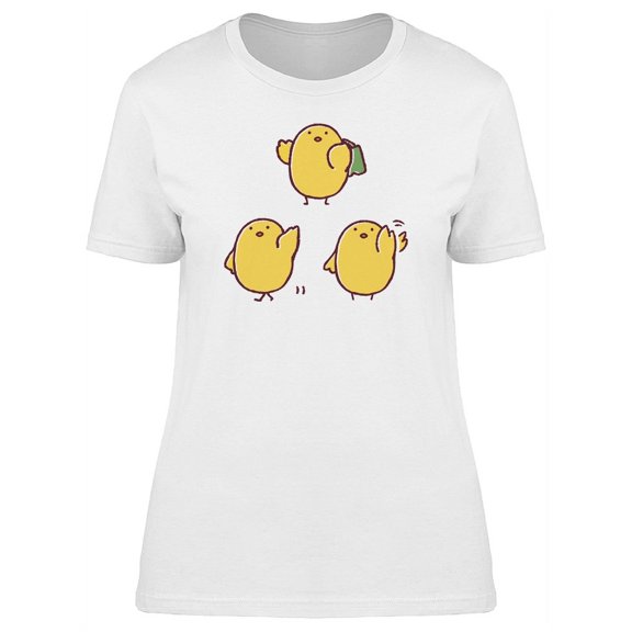 Cute Funny Chicken Poses Cartoon T-Shirt Women -Image by Shutterstock, Female x-Large