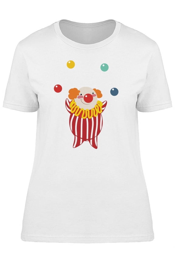 Cute Funny Clown Cartoon T-Shirt Women -Image by Shutterstock, Female x-Large