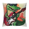 thumbnail image 1 of Cute Funny Crocodile Guitar Cool  Mom Dad Throw Pillow, Multicolor, 1 of 5