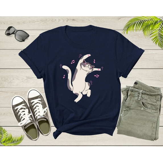 Cute Funny Dancing Cat Kitty Kitten Music Note For Men Women T-shirt Cat Lover Funny Cat Shirt Cat Lover Cat Owner Gift Pet Lover Shirt