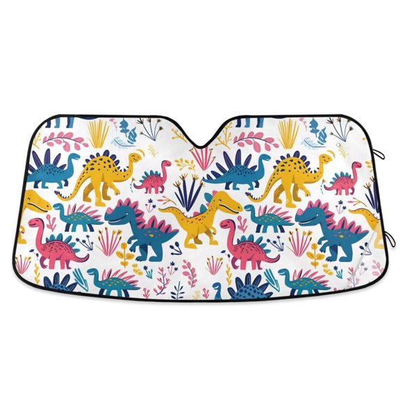 Cute Funny Dinosaurs Car Windshield Sun Shade Foldable Car Front Window Visor Heat and UV Protection 53x23.5