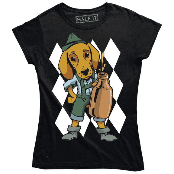 Cute Funny Dog Cartoon Drinking Tea Funny Animal Lover Women's T-Shirt