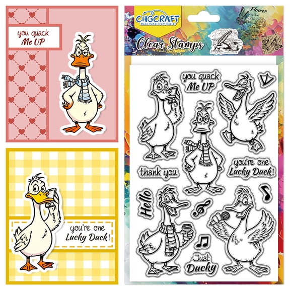 Cute Funny Duck Clear Stamps Cartoon Animal Transparent Stamps Music Silicone Clear Stamp Seals