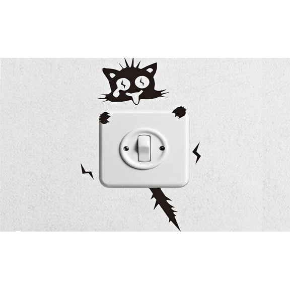 Cute Funny Electric Shock Cat Switch Sticker Pack of 5