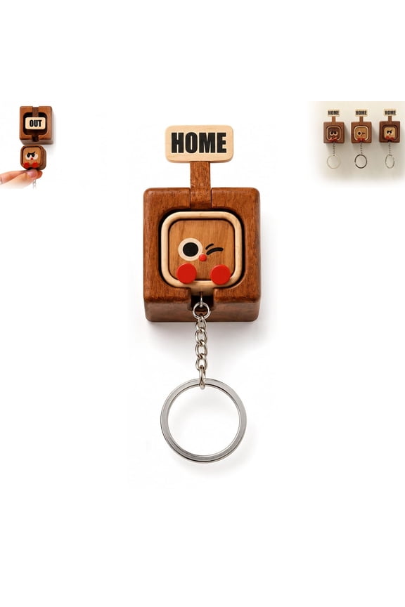 Cute Funny Face Wooden Key Holder, Wall Mount Magnetic Key Rack, Entryway Keychain Organizer Decor For Home Hallway Apartment