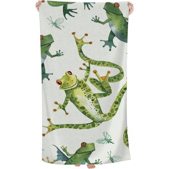 , Cute Funny Frogs Printed Pool Towel Oversized Travel Must Have for The Swimming Summer Cruise Ship Essentials
