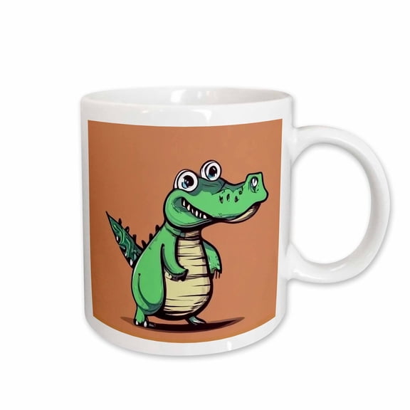 3drose, Cute Funny Funky Alligator Cartoon for Gator Fans, 15oz Mug