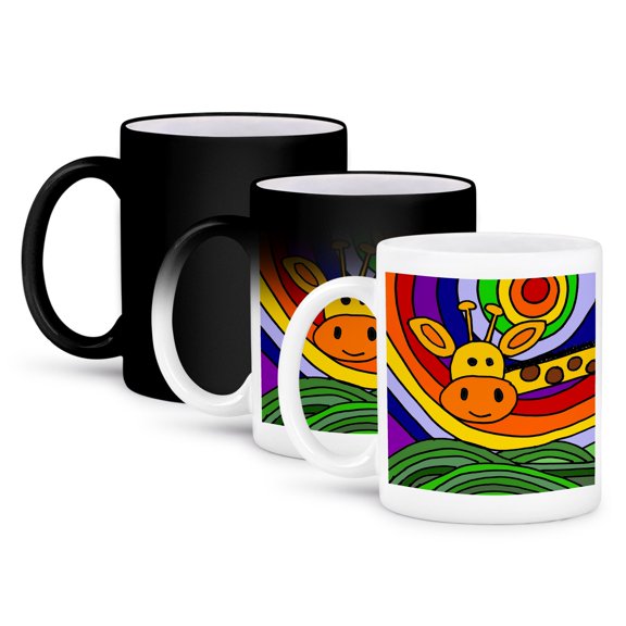 Cute Funny Giraffe And Rainbow Art Cartoon , 11oz Magic Transforming Mug