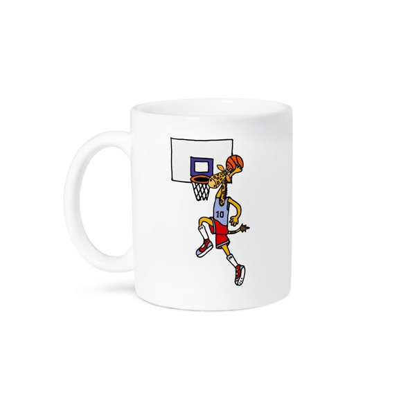 3drose, Cute Funny Giraffe Playing Basketball and Slam Dunking Ball, 11oz Mug