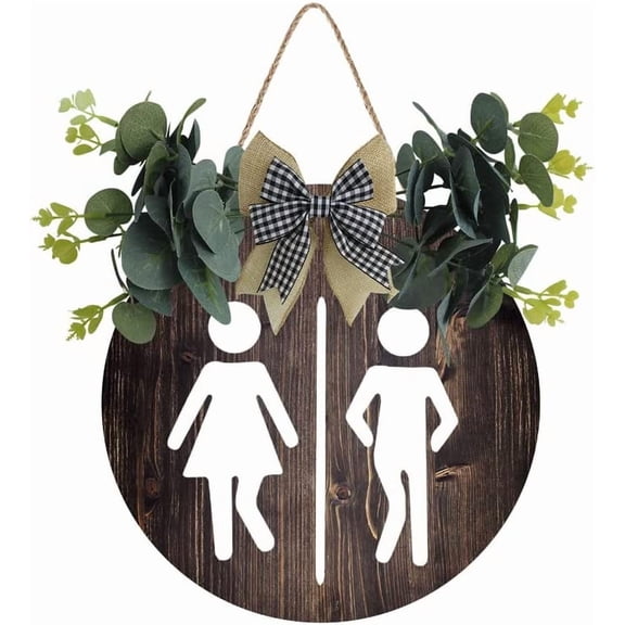 Cute Funny Half Toilet Bathroom Decor Sign - Wooden Rustic Bathroom Wall Art Hanging Farmhouse Decor Plaque Fits Toilet Door - 12" X 12"