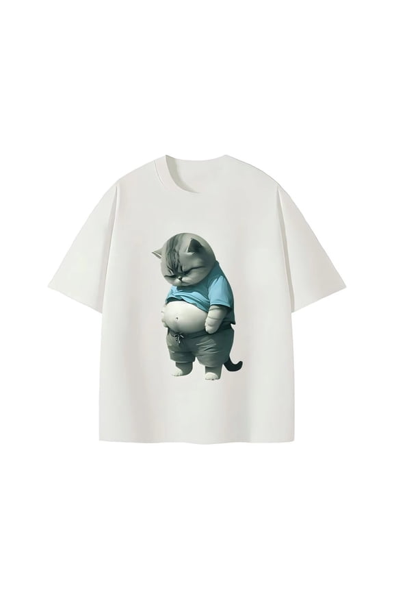 Cute Funny Handsome Fat Cat Art Design Fat Kitten Cat Lover T-Shirt