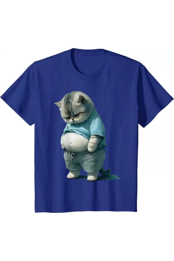 Cute Funny Handsome Fat Cat Art Design Fat Kitten Cat Lover T-Shirt