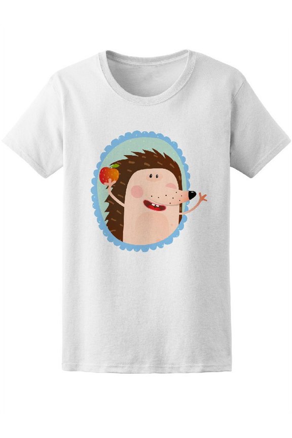 Cute Funny Hegdehog Cartoon T-Shirt Women -Image by Shutterstock, Female XX-Large