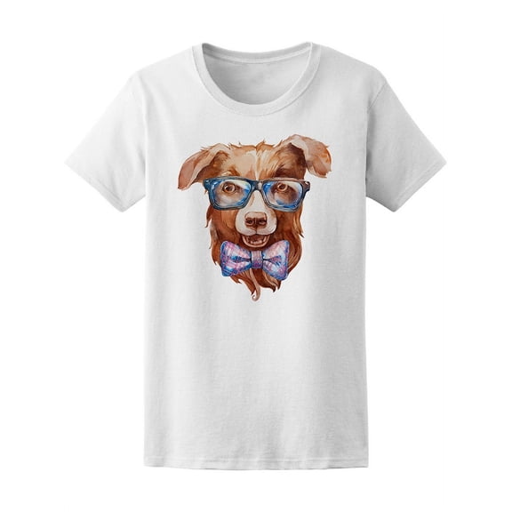 Cute Funny Hipster Dog Sketch T-Shirt Women -Image by Shutterstock, Female Large