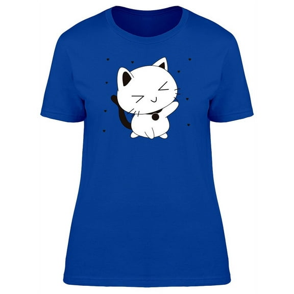 Cute Funny Kitten Doodle T-Shirt Women -Image by Shutterstock, Female Small