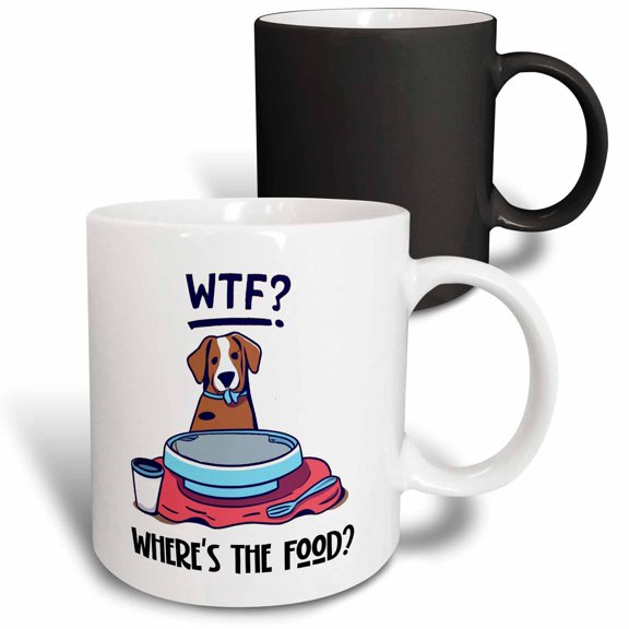3drose, Cute Funny Labrador Retriever Dog Wtf Wheres the Food Pun, 11oz Magic Transforming Mug