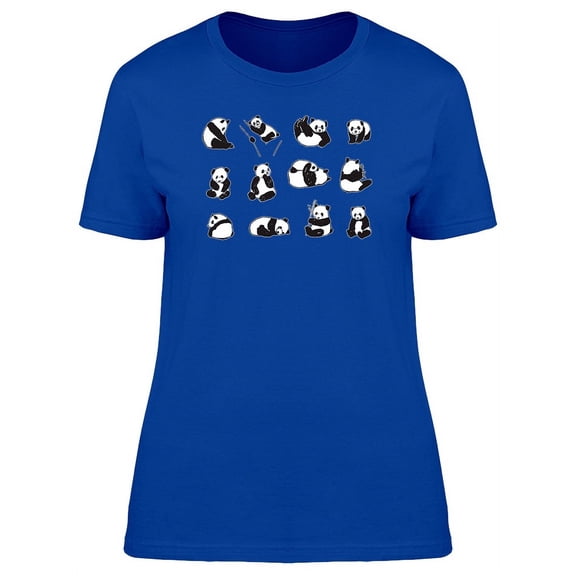 Cute Funny Pandas Doodles T-Shirt Women -Image by Shutterstock, Female Medium