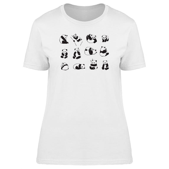 Cute Funny Pandas Doodles T-Shirt Women -Image by Shutterstock, Female x-Large
