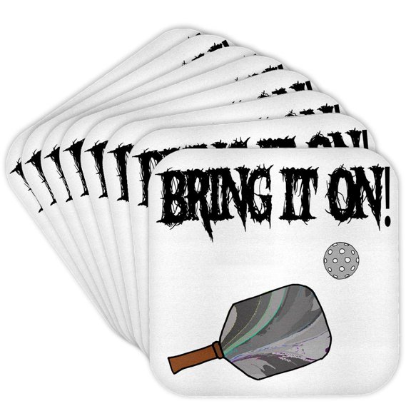 3drose, Cute Funny Pickleball Paddle Bring in on Sports Cartoon Old, Set of 8 Coasters - Soft