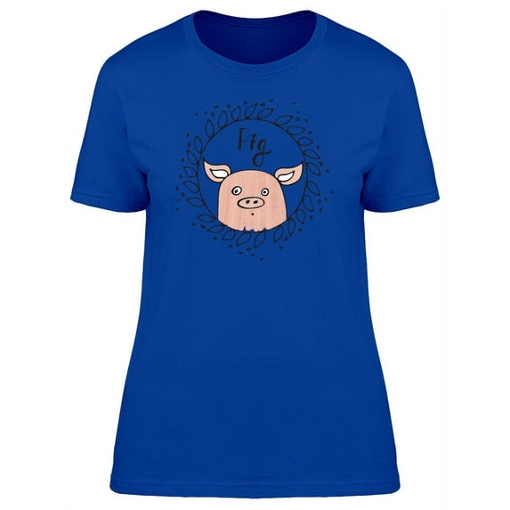 Cute Funny Pig Doodle T-Shirt Women -Image by Shutterstock, Female XX-Large