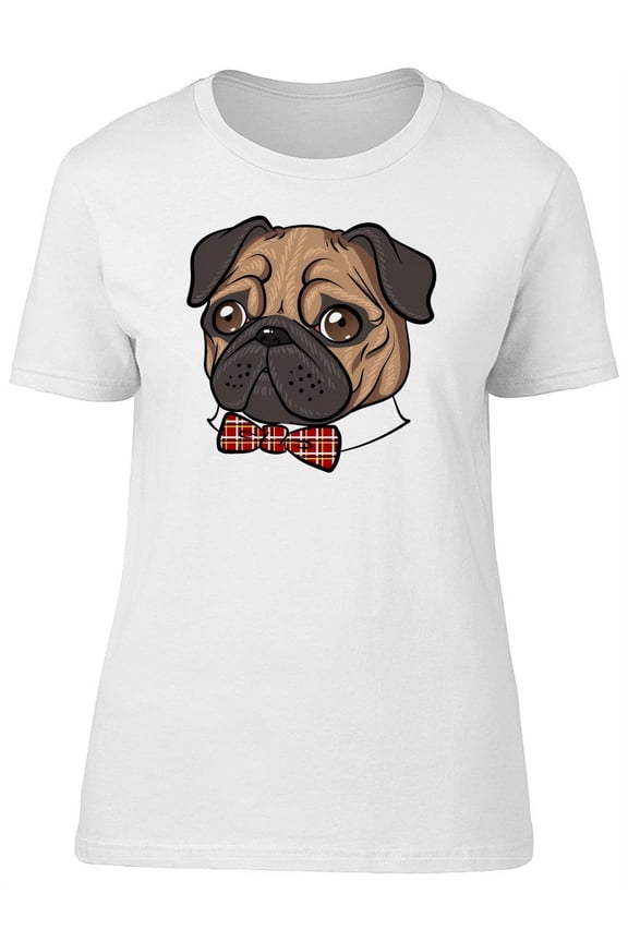 Cute Funny Pug Dog Cartoon Tee Women's -Image by Shutterstock